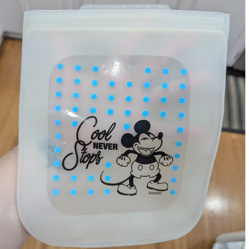 Pyrex Reusable Silicone Bags‎ Clear Mickey Mouse Polka Dot 6-Piece Set